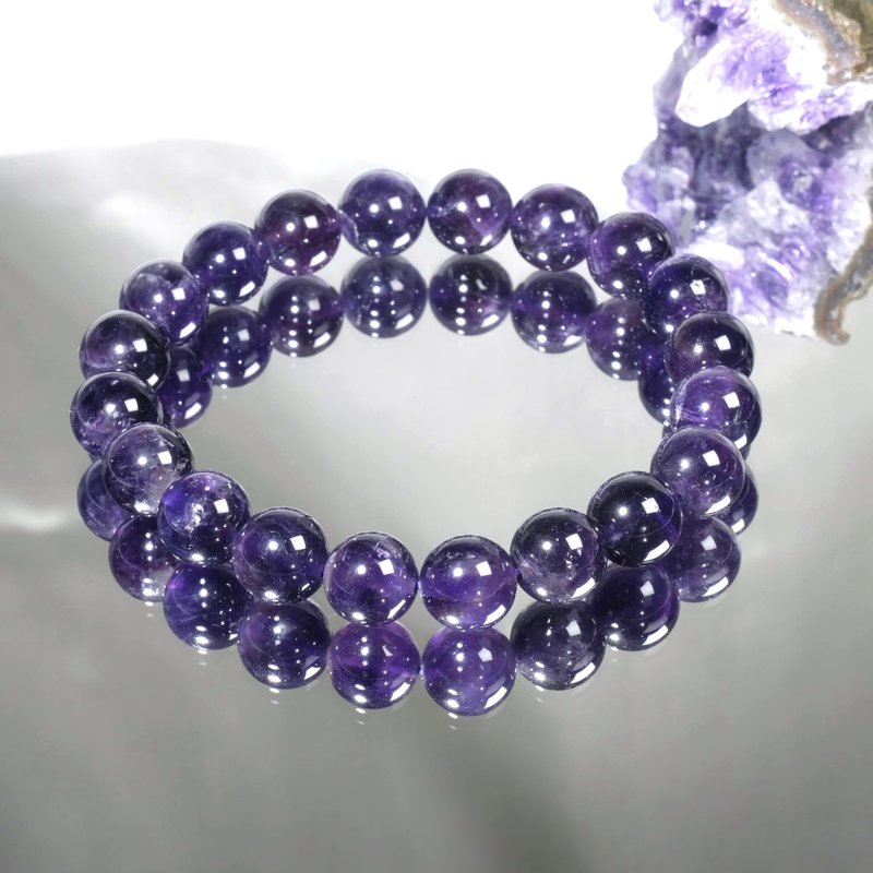 一图一物│#650 9mm 天然紫水晶手链 人缘爱情 圣诞礼物 招贵人 - 手链/手环 - 水晶 紫色