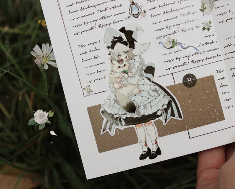 亚伯多尔农庄 (少女小貓小羊小鴨) PET 紙膠帶 10米卷 - 纸胶带 - 其他材质 多色