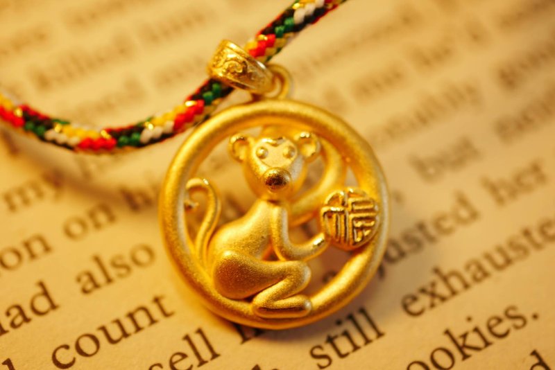 黄金坠子-生肖猴金饰坠子-黄金9999 - 项链 - 24k 金 金色