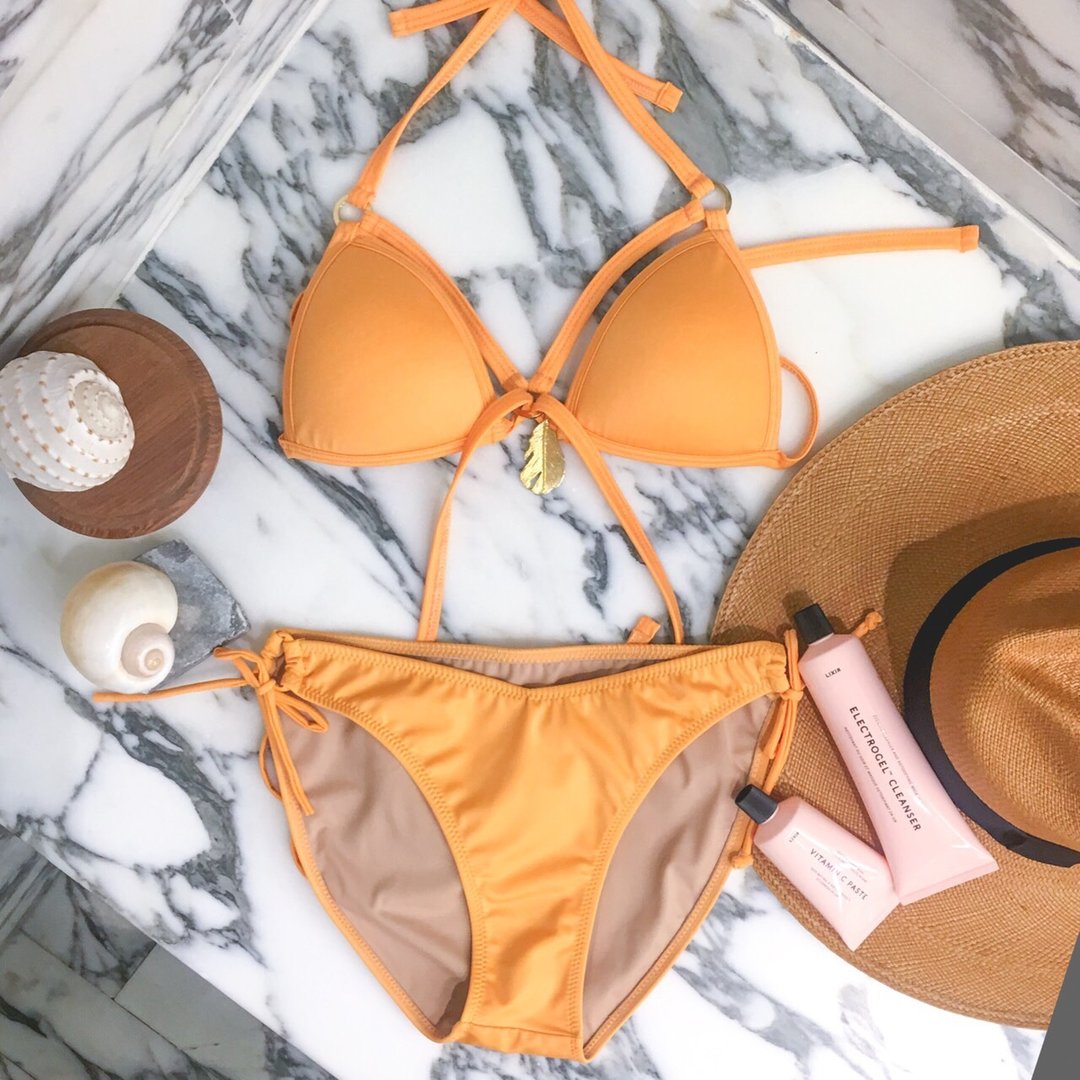 Try swimwear bikini set in neon-orange - 女装泳衣/比基尼 - 聚酯纤维 橘色