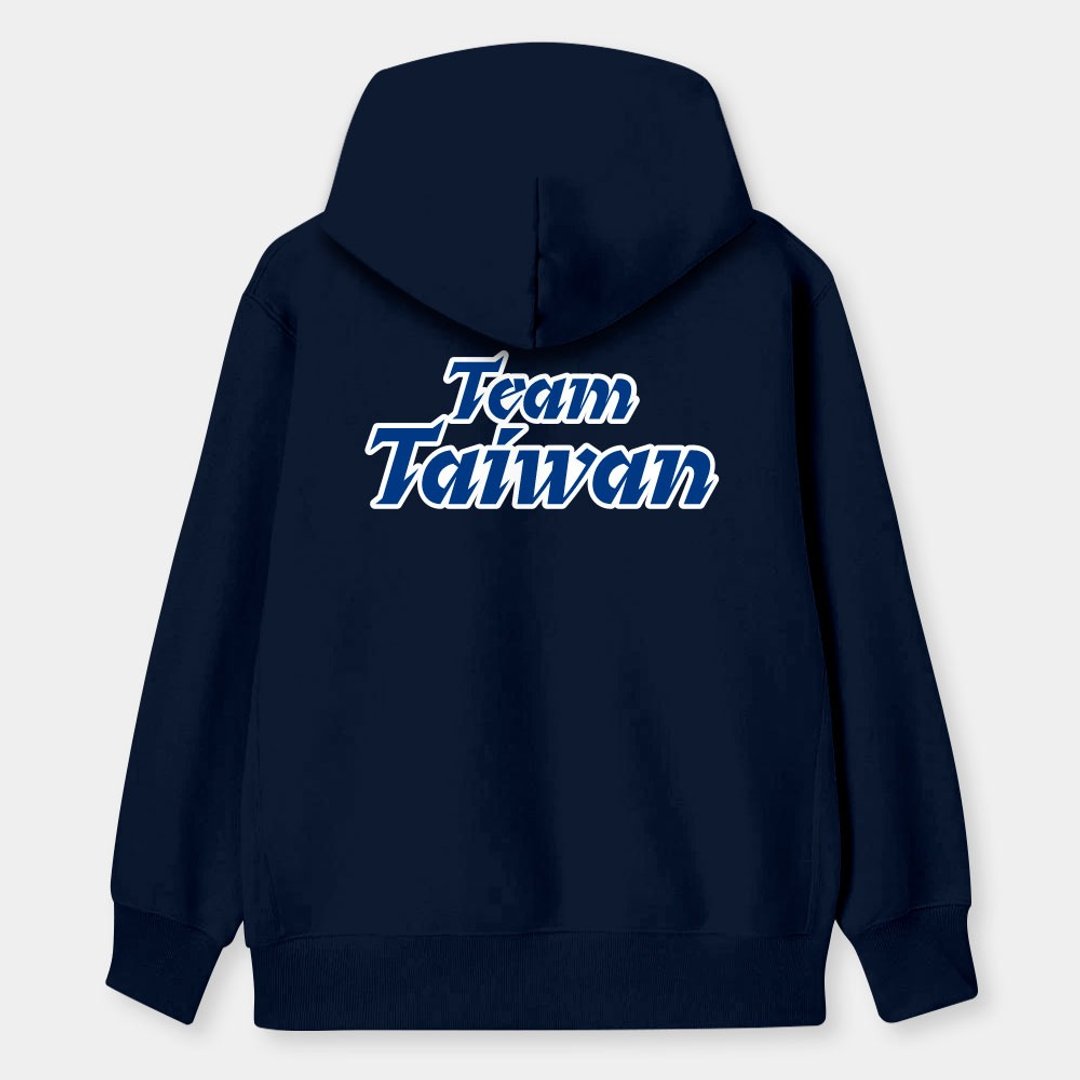 【现货-图案在背面】Team Taiwan 中性 纯棉帽T - 中性连帽卫衣/T 恤 - 棉 蓝色