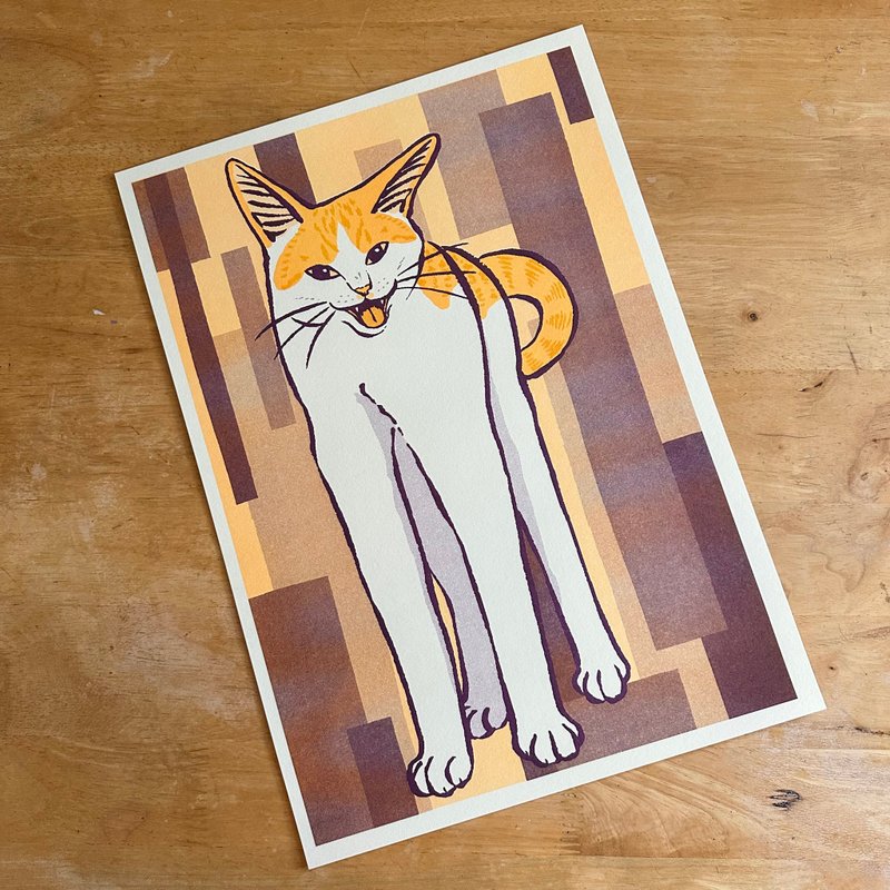 手脚长长的我家猫 孔版印刷 A3海报 - 海报/装饰画/版画 - 纸 多色