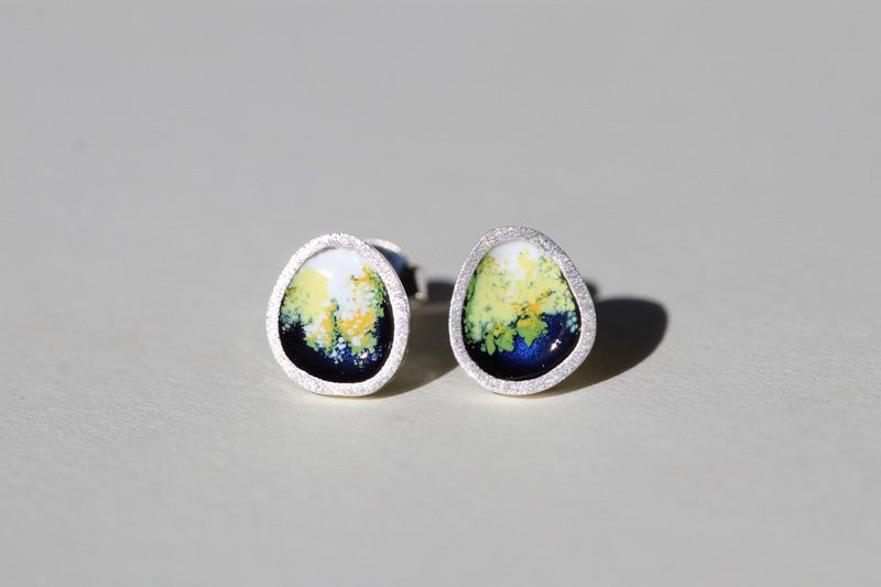 光のピアス・七宝 - 耳环/耳夹 - 其他材质 蓝色