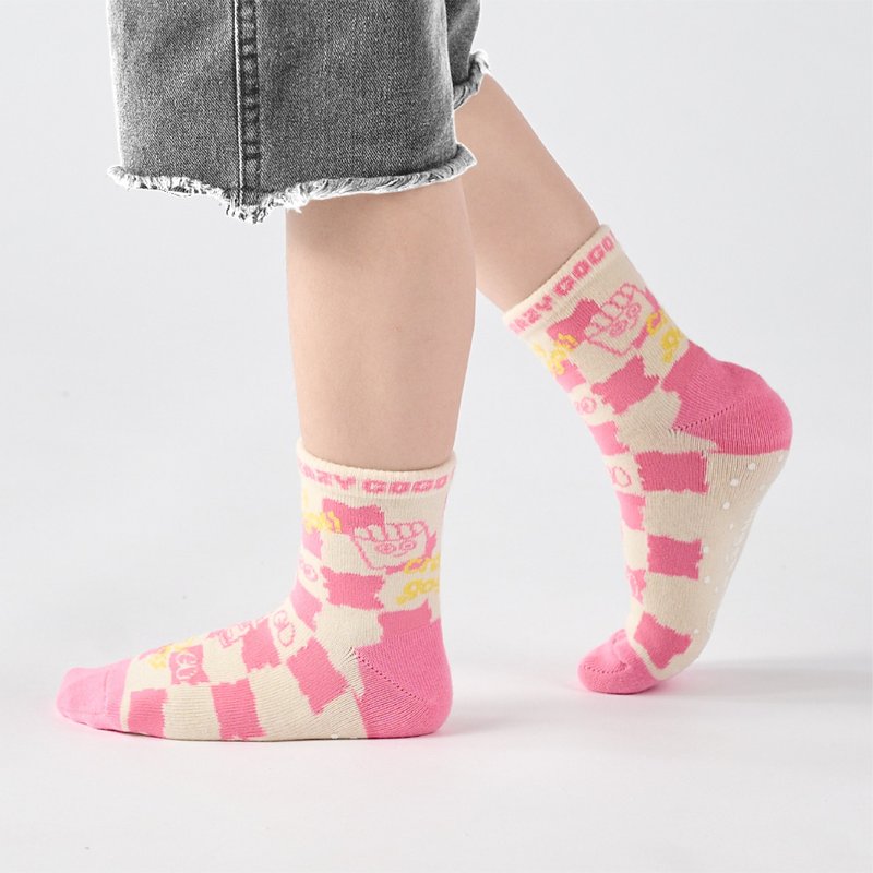 联名Crazygogo_魔术方块 中筒童袜 - 粉(1y-9y) - 袜子 - 棉．麻 粉红色