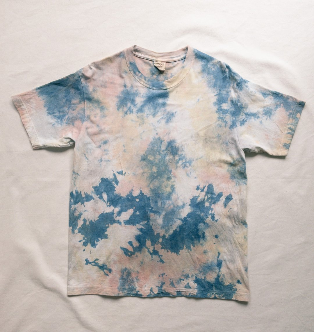 Coloring Organic cotton TEE 蓝染 泥染 染色 Indigo Mud dyed shibori 绞染 - 女装 T 恤 - 棉 粉红色