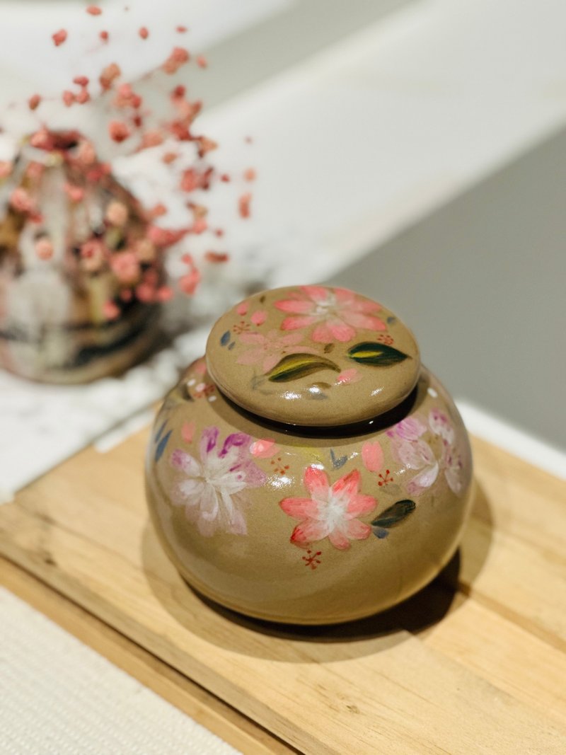 年节好礼满心意 手工绘制 繁花茶仓 茶叶罐 - 茶具/茶杯 - 陶 红色