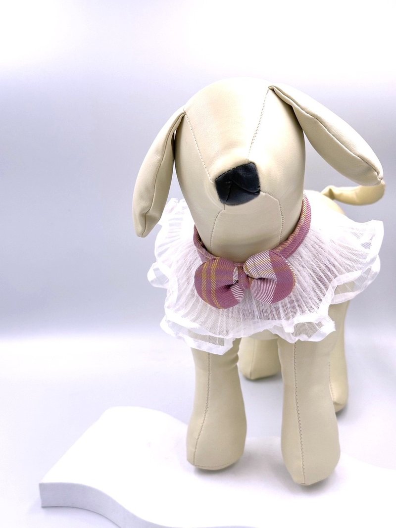 原创设计 宠物蕾丝浪漫蝴蝶结手作领巾-适合中小型 - 订制抱枕/饰品 - 棉．麻 粉红色