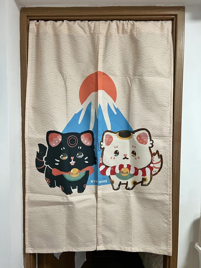 富士山猫 门帘 - 门帘/门牌 - 棉．麻 白色