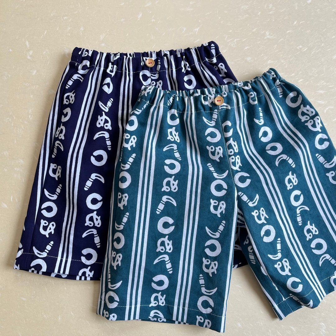 儿童浴衣短裤 Chusen Kamawanu 绿色 100-130 定制 - 童装裤 - 棉 绿色