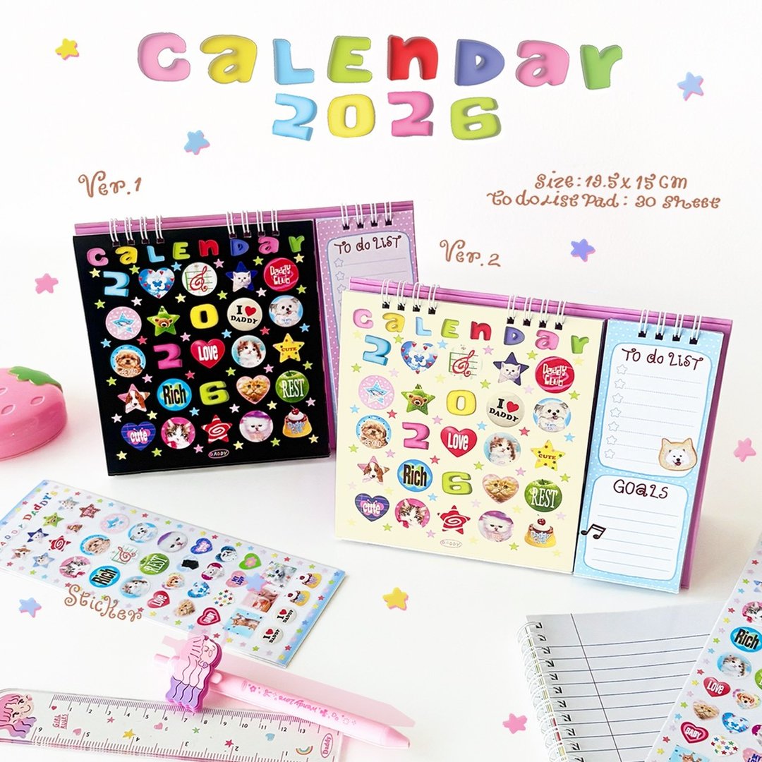 DADDY | Daddy Calendar 2026 12 个月桌历，全彩印刷，超可爱 - 年历/台历 - 纸 