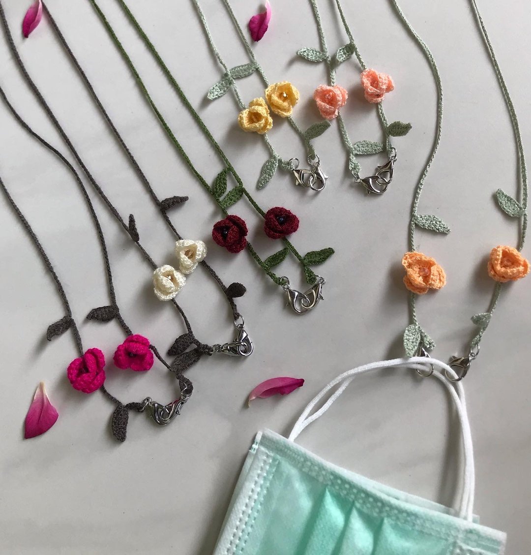 禮物 口罩鍊、眼鏡鍊兩 Mask Chain Sunglasses Holder Baby Rose - 口罩 - 贵金属 多色