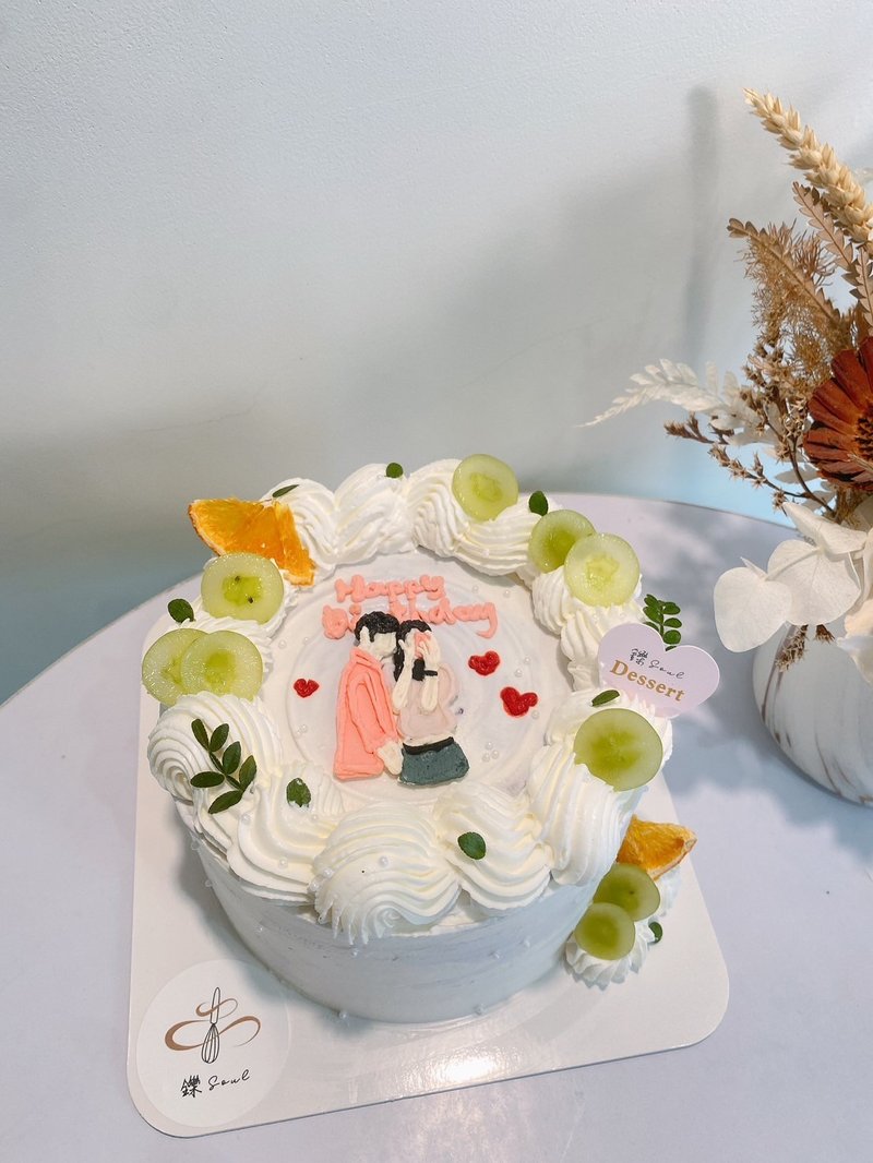 似颜绘情侣蛋糕 人像绘图蛋糕 生日蛋糕 铄甜点 定制化 可题字 - 蛋糕/甜点 - 新鲜食材 