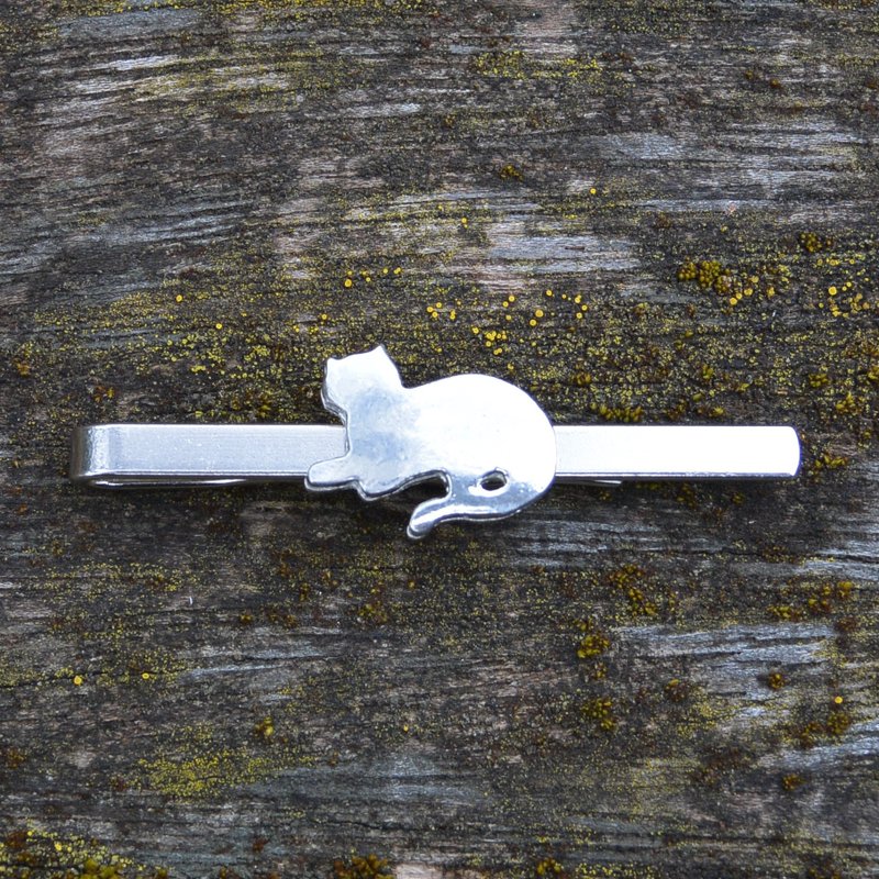 猫咪锡合金领带夹，手工动物饰品 - 领带/领带夹 - 其他材质 银色