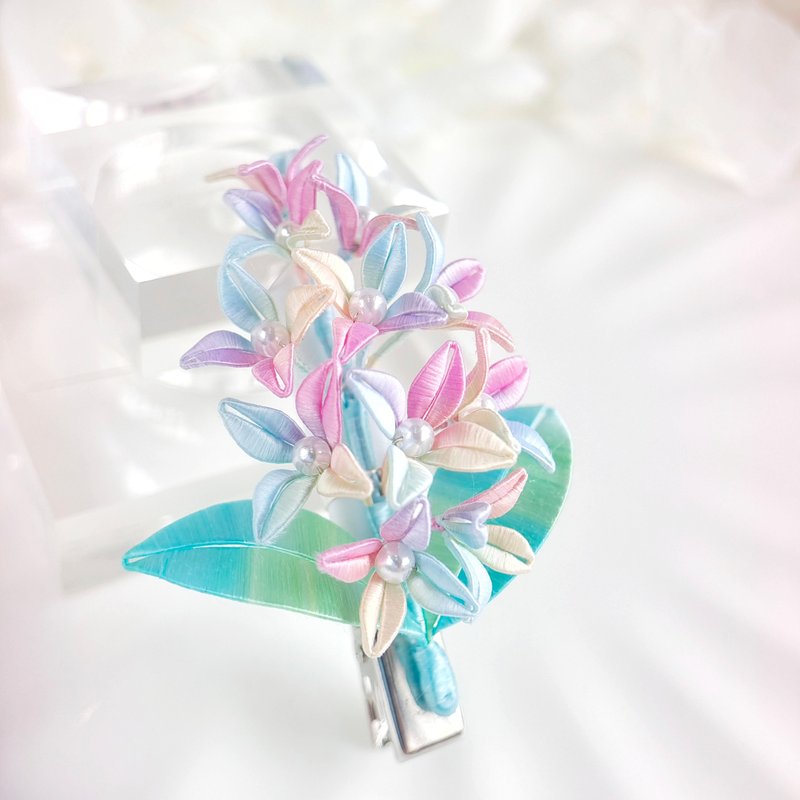 渐变绣球花发夹 缠花 春仔花 和服发饰 天然真丝 蚕丝 发夹 - 发饰 - 丝．绢 多色