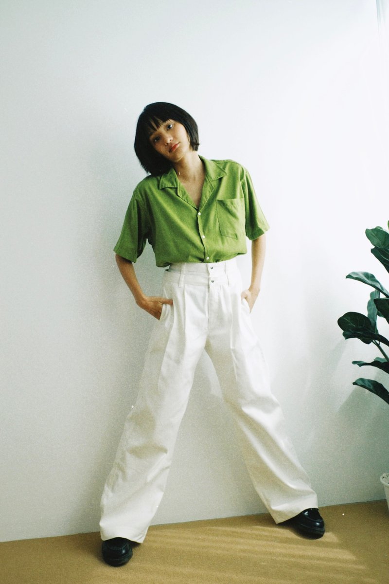 双层裤头裤 (白色) - 男士长裤 - 棉．麻 白色