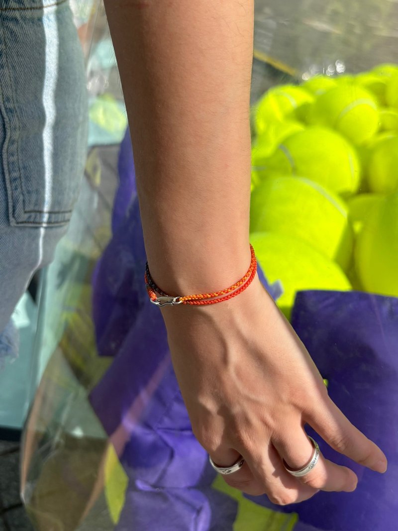 positive spiritual vibe 暖色系火元素 925银扣手工编织手绳限量 - 手链/手环 - 银 多色