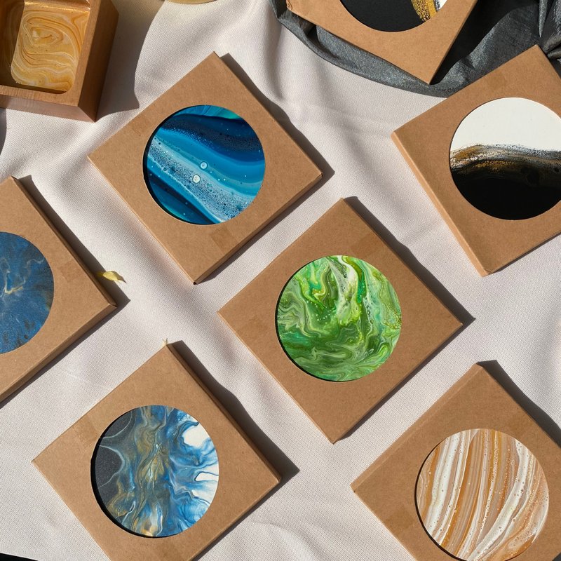 【台湾独家设计】流动艺术陶瓷杯垫 - 自然系列 - 杯垫 - 瓷 多色
