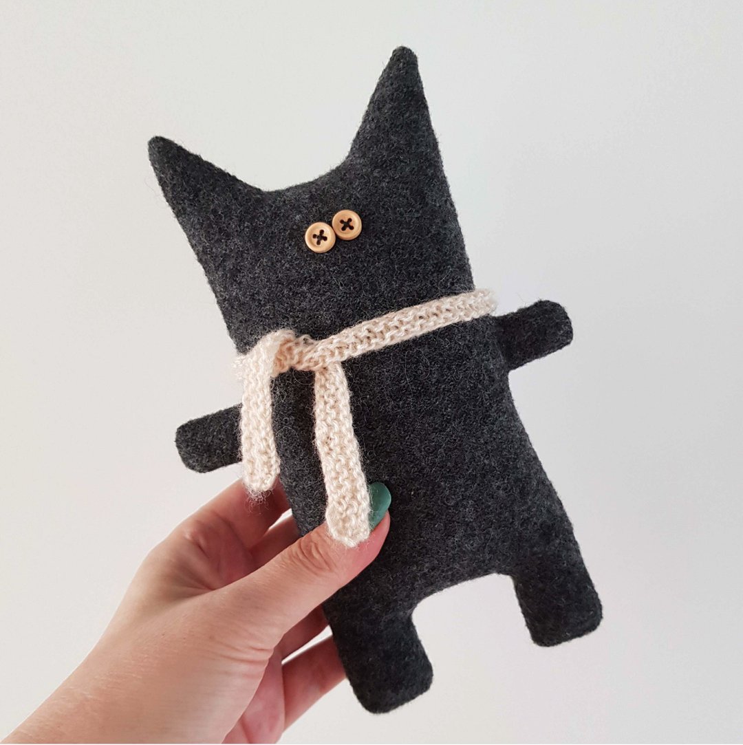 Black cat sewing pattern PDF rag doll tutorial in English, Halloween decor PDF - 手工艺教程/工具书 - 其他材质 