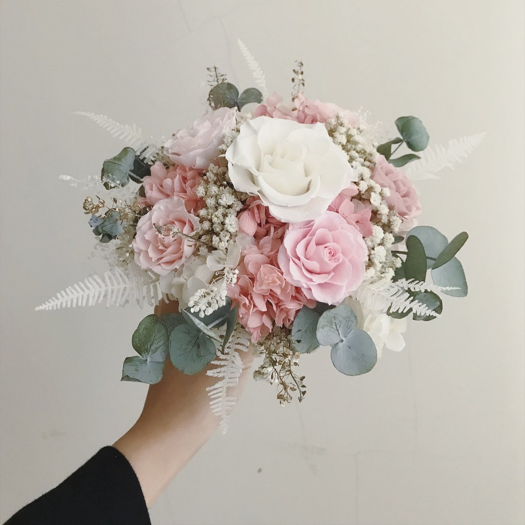 母亲节定制花礼花束花礼花礼生日春神嫩粉色系永生花玫瑰不 - 干燥花/捧花 - 植物．花 粉红色