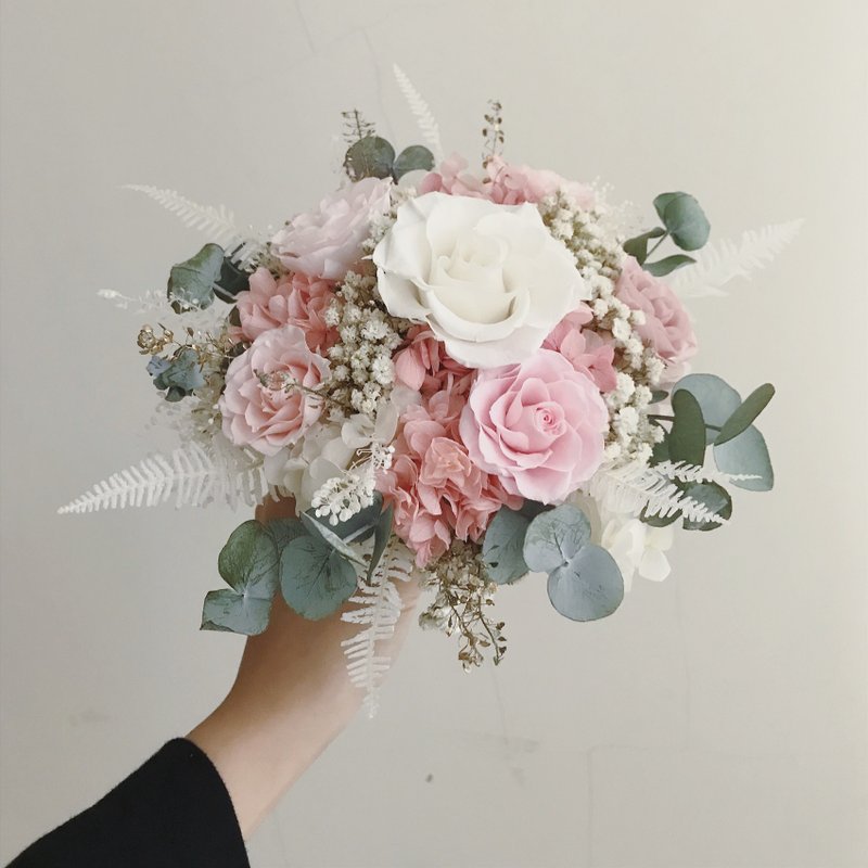 母亲节定制花礼花束花礼花礼生日春神嫩粉色系永生花玫瑰不 - 干燥花/捧花 - 植物．花 粉红色