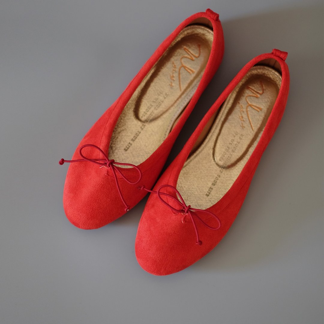 Gloves Ballet (酡红) Crimson 超柔版 | WL - 芭蕾鞋/娃娃鞋 - 棉 红色