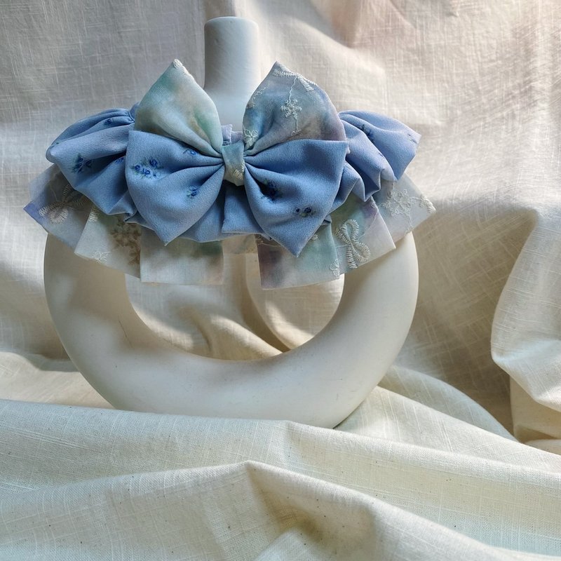 发裁手作。Facai Handmade 宠物领巾 褶蓬披肩_蓝染漫境 - 衣/帽 - 棉．麻 蓝色