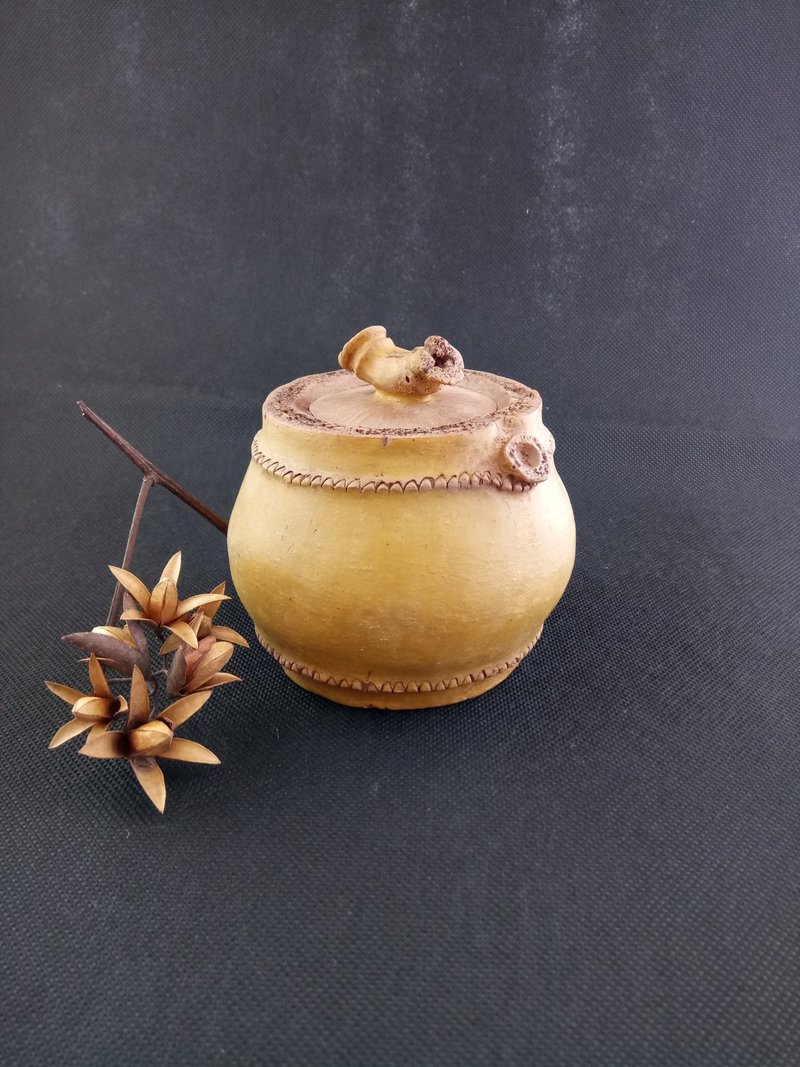 福禄竹 手捏茶仓 - 茶具/茶杯 - 陶 卡其色