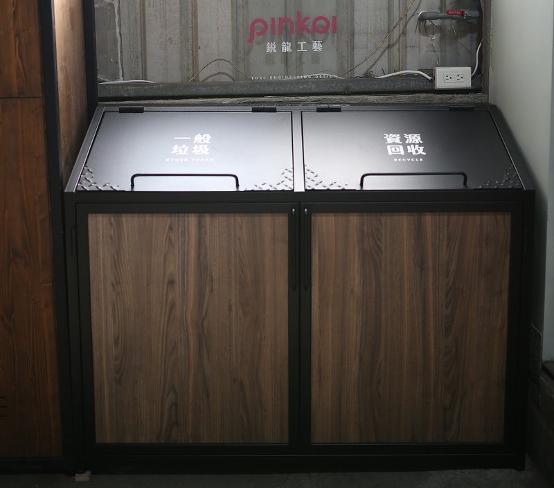 工业风_造型铁制上掀盖垃圾桶/大型垃圾桶/双开门**欢迎定制** - 其他 - 其他金属 黑色