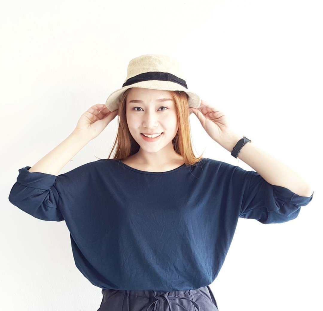 基本款长袖上衣-海军蓝 - 女装 T 恤 - 棉 蓝色