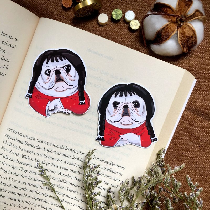 霸气辫子斗牛犬搞怪贴纸 手帐 行李箱贴 水壶贴纸 - 贴纸 - 纸 