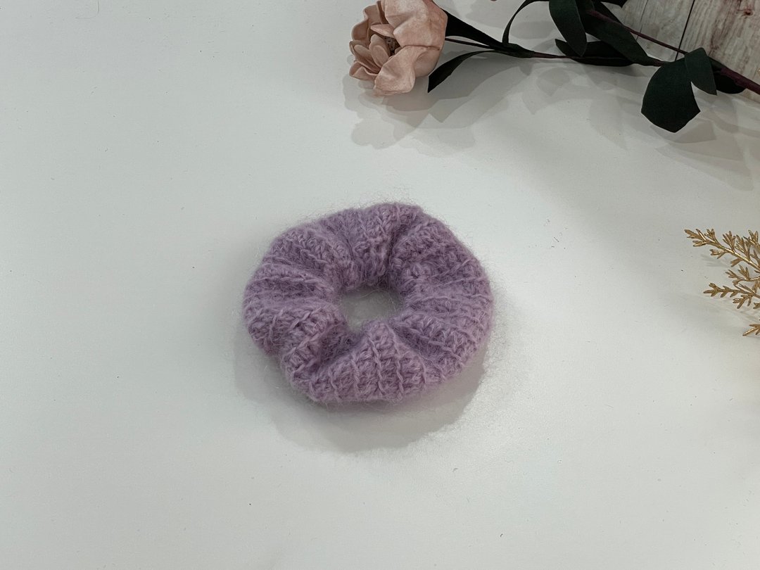 手工编织 暖暖毛海发圈 - 发饰 - 其他材质 紫色