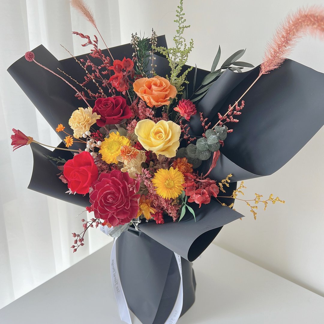 SEE 看见花艺设计 | 永生花 | 玫瑰 | 金秋诗意不凋扩香花束 - 干燥花/捧花 - 植物．花 