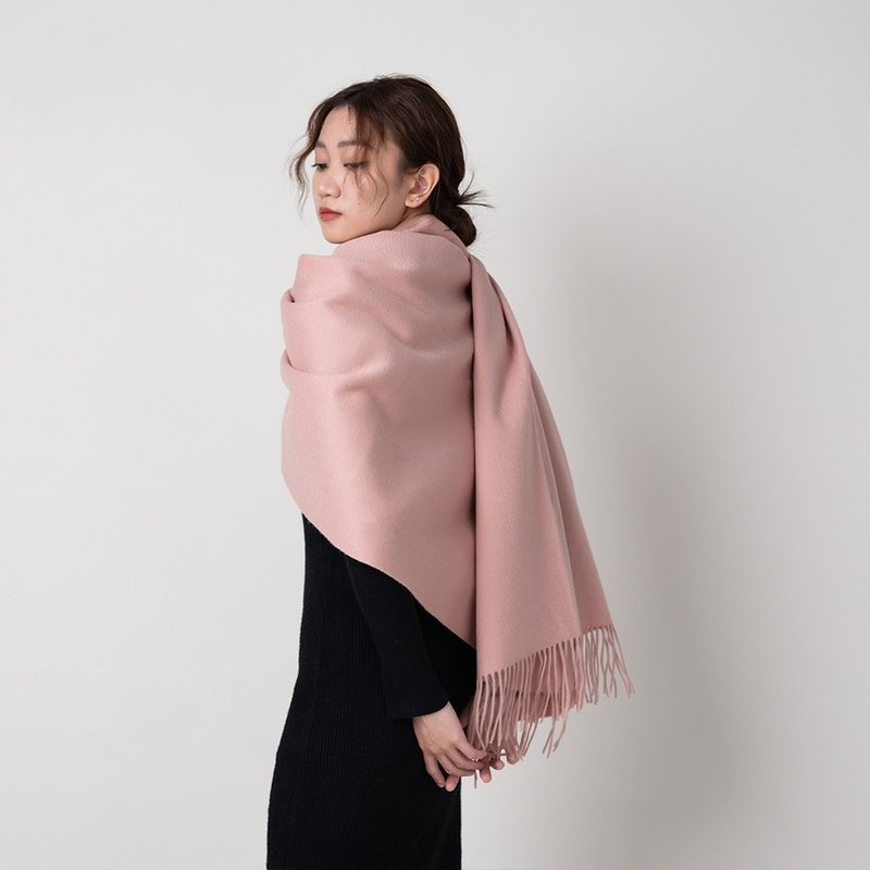 玫瑰粉 | 厚织系列 纯羊毛围巾 - 围巾/披肩 - 羊毛 粉红色