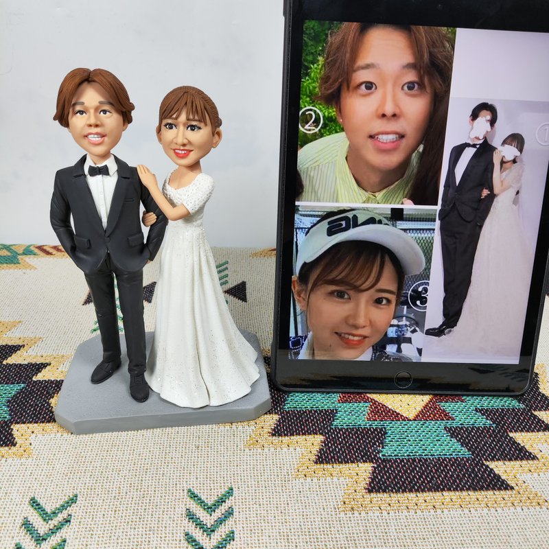 新婚 婚礼小物 结婚礼物订制 订制化 新郎新娘 人偶 公仔 似颜绘 - 玩偶/公仔 - 粘土 多色
