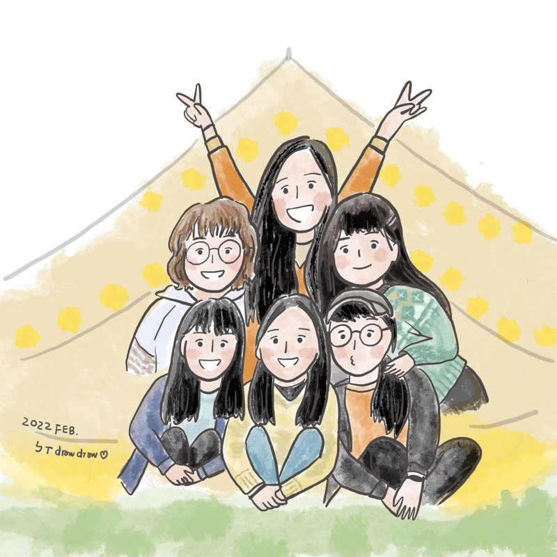 定制插画设计 | 多人团体画 全家福 毕业纪念 似颜绘 | 电子档 - 电子手绘真人画像/绘画/插画 - 其他材质 