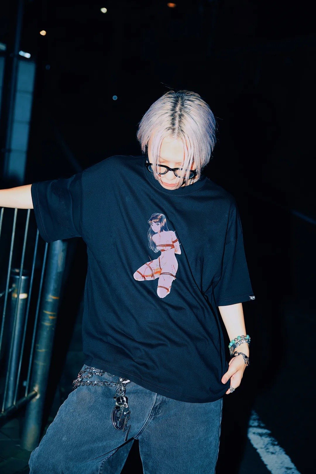 女孩 短T-shirt 黑 - 女装 T 恤 - 棉 黑色