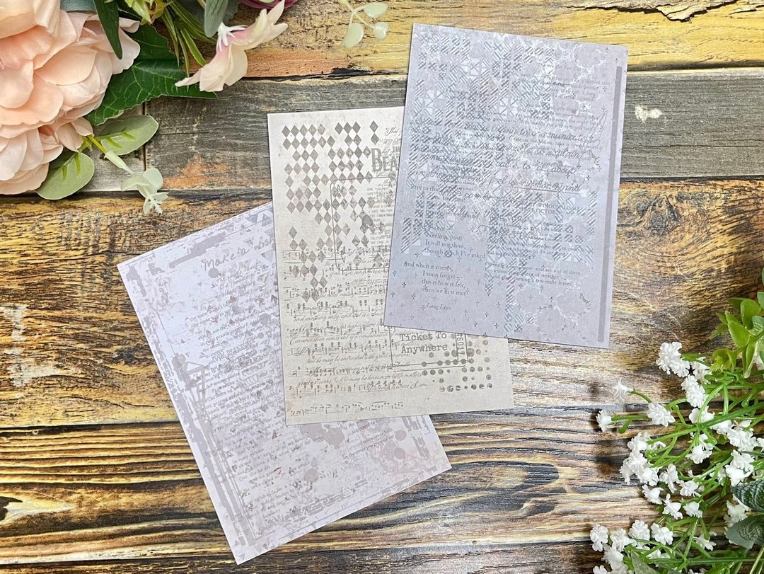 (艺术memo纸组 - 三种款式组合) 复古背景字母 - 贴纸 - 纸 多色