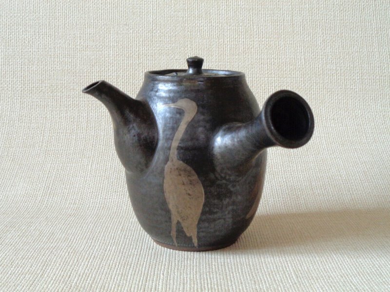 注器 银彩鹤纹b - 茶具/茶杯 - 陶 黑色