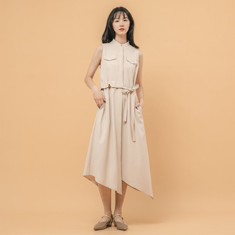 【经典原创】Relativity_时空不对称洋装_CLD002_卡其 - 洋装/连衣裙 - 聚酯纤维 卡其色