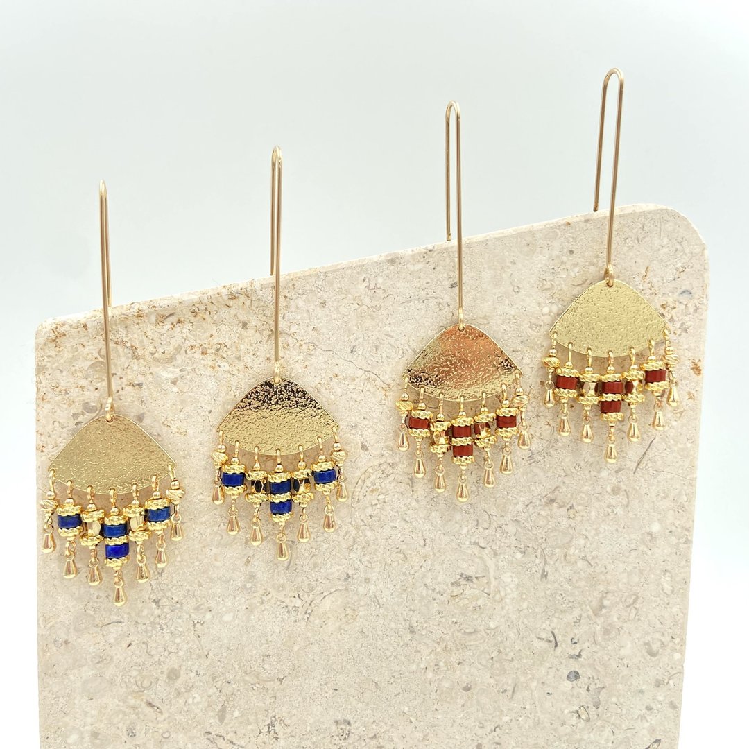 COLE COOL BLESSING natural Lapis Lazuli silver earrings - 耳环/耳夹 - 半宝石 蓝色