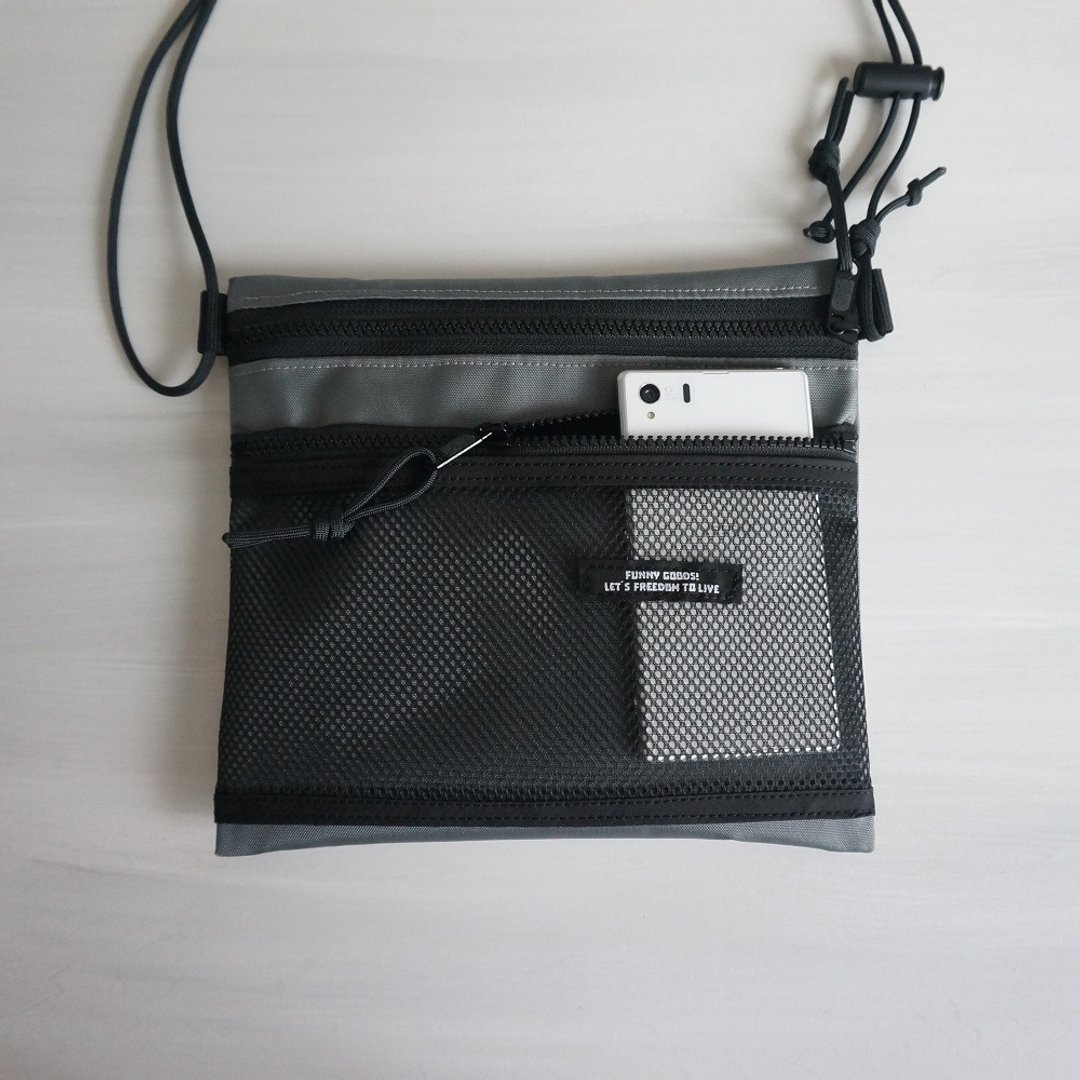 Sakosh Bag Waterproof Double Fastener　gray - 侧背包/斜挎包 - 尼龙 灰色