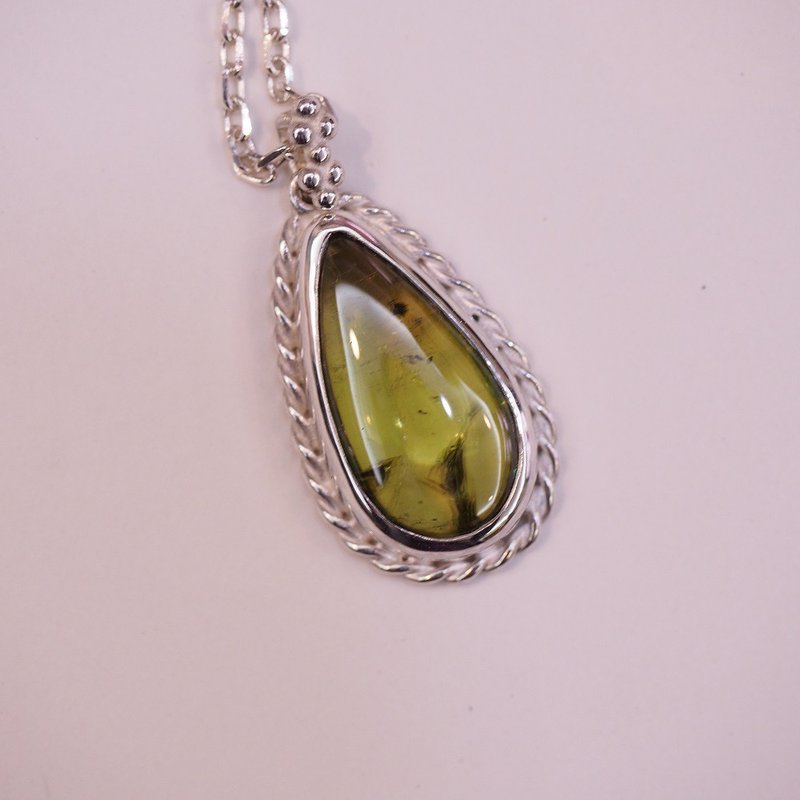 榍石 天然石 5.99ct 手工纯银坠子项链 Sphene sterling silver - 项链 - 半宝石 绿色