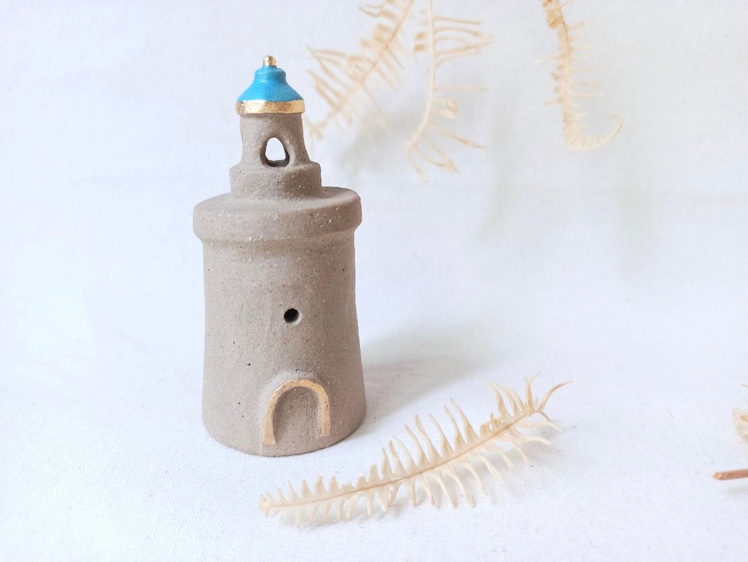 金水釉土色扩香灯塔陶屋 - 花瓶/陶器 - 陶 卡其色
