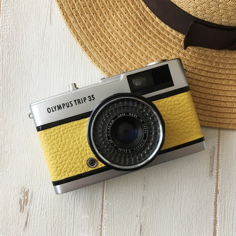 Olympus TRIP 35 胶片相机 柠檬黄高级缩纹牛皮 - 相机 - 其他金属 黄色