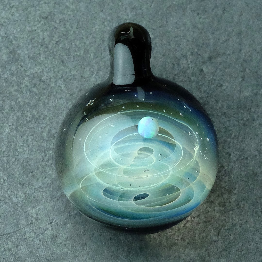 星球 宇宙 手工 玻璃 坠子 - 项链 - 玻璃 白色