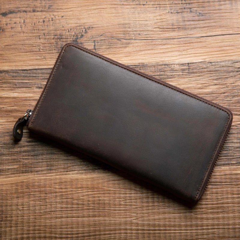 hallelujah长夹 大容量 系统收纳 消除擦痕 褐色 - 皮夹/钱包 - 真皮 咖啡色