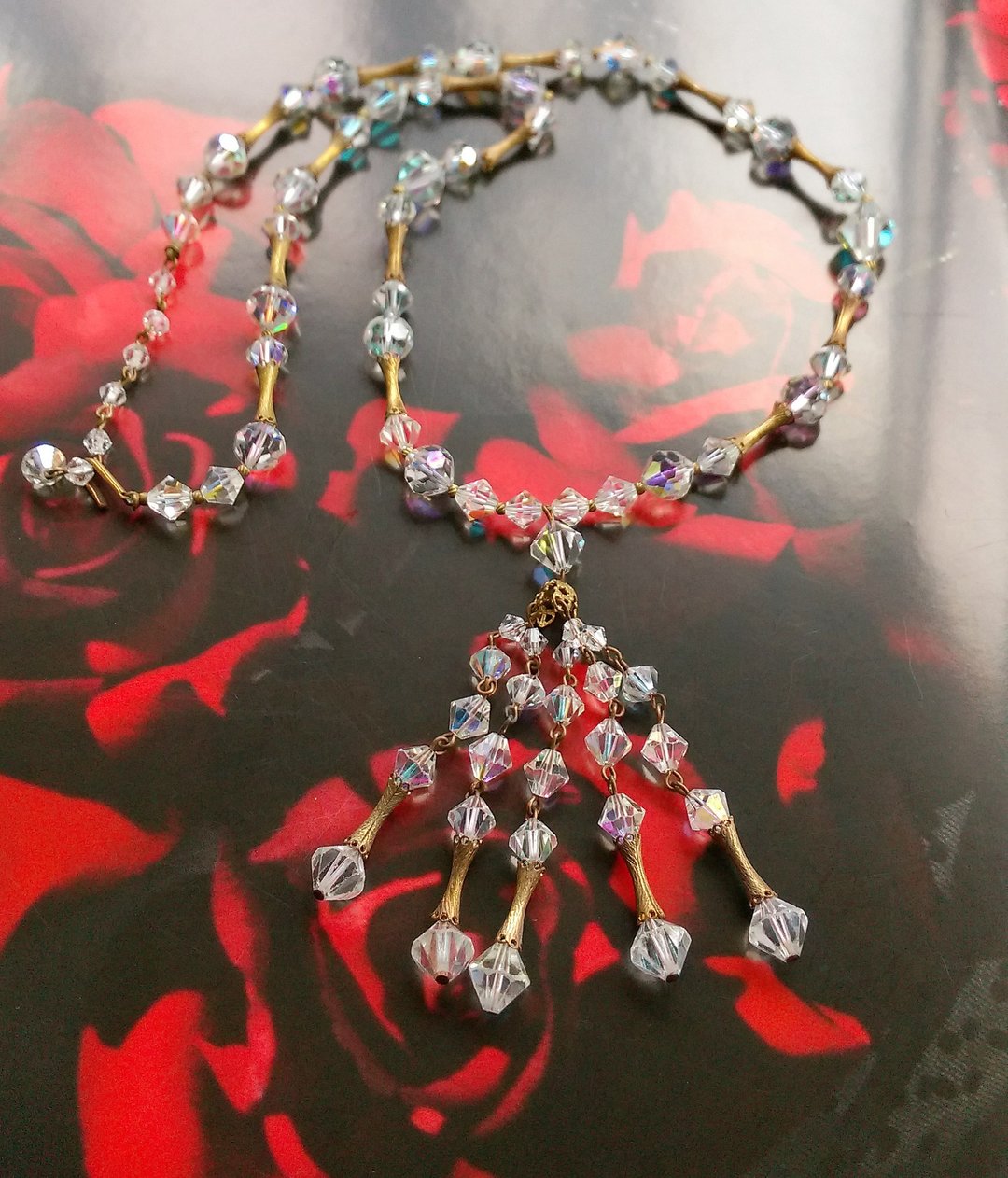【西洋古董饰品】北极光 串珠 流苏 透明珠珠链 项链 - 项链 - 其他金属 金色