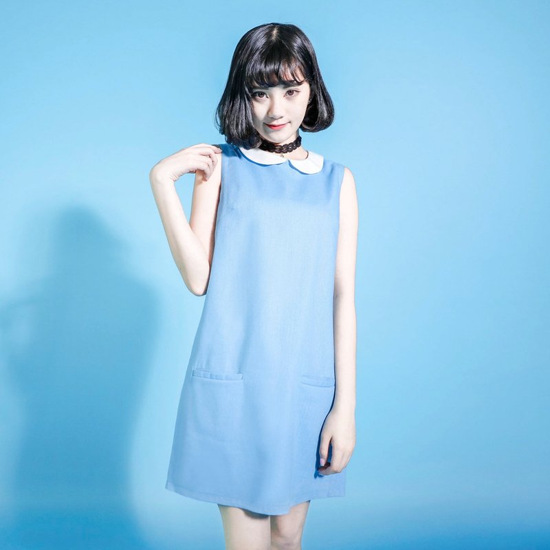 SU:MI said Revivalist 复古主义棉麻洋装_6SF038_蓝 - 洋装/连衣裙 - 棉．麻 蓝色