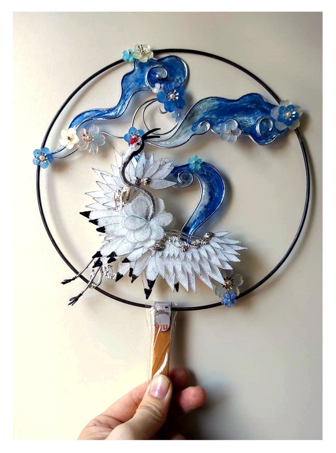 【典华优惠券】水晶花系列【仙鹤祥云】~造型团扇 - 扇子 - 树脂 多色
