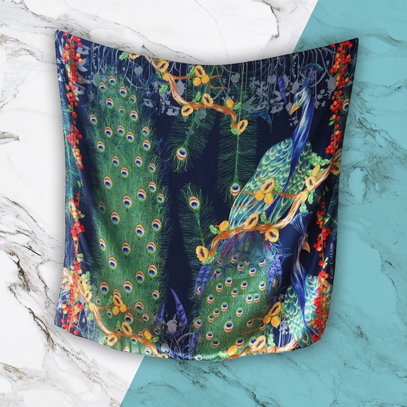 Peacock Lover Scarf (Shawl) - The Peacock Collection - 丝巾 - 丝．绢 绿色